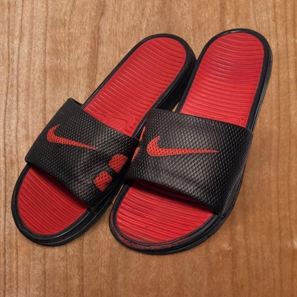 Nike Men's Size 11 Retro Black + Red Slides